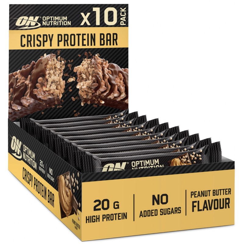 Optimum Nutrition Crispy Protein Bar 10x65 g - maapähklivõie foto